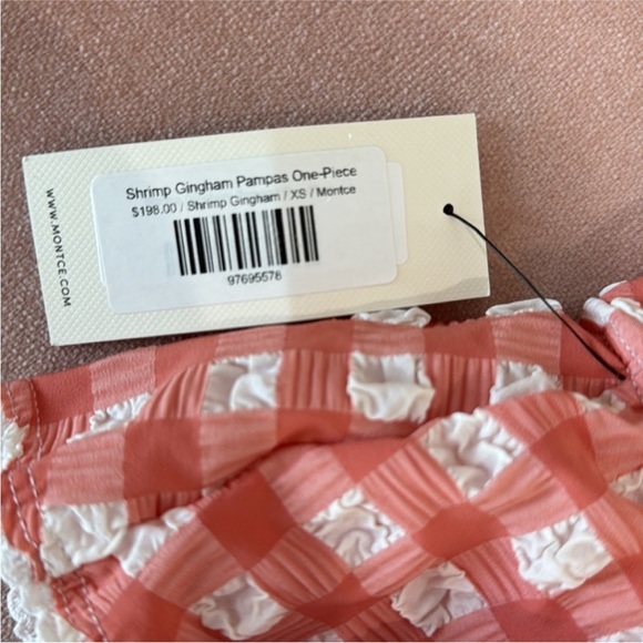 Montce Pampas one piece deep v gingham ruffle swimsuit NWT - Picture 5 of 5